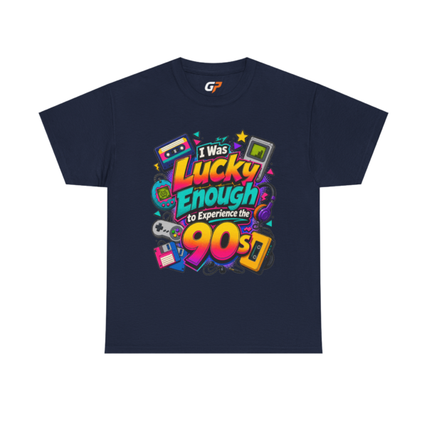 Front, Navy I Was Lucky Enough to Experience the 90s Shirt